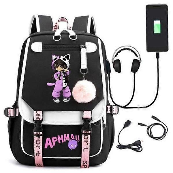 Aphmau backpack children's backpacks backpack with USB port 1pc black 2 black 2