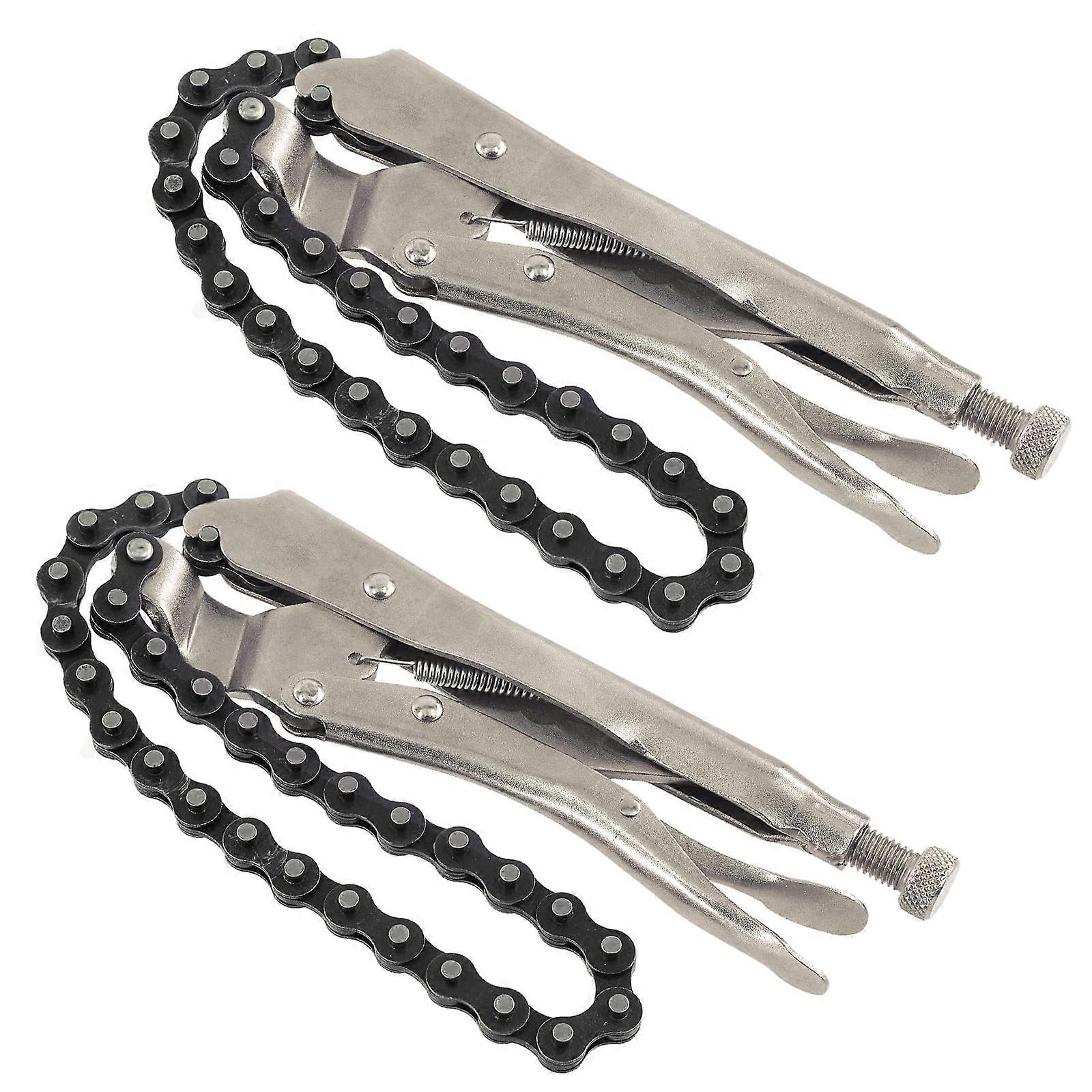 2Pcs 9in Locking Chain Clamp with 20in Chain, Heavy Duty Adjustable Chain Vise Wrench for Pipes