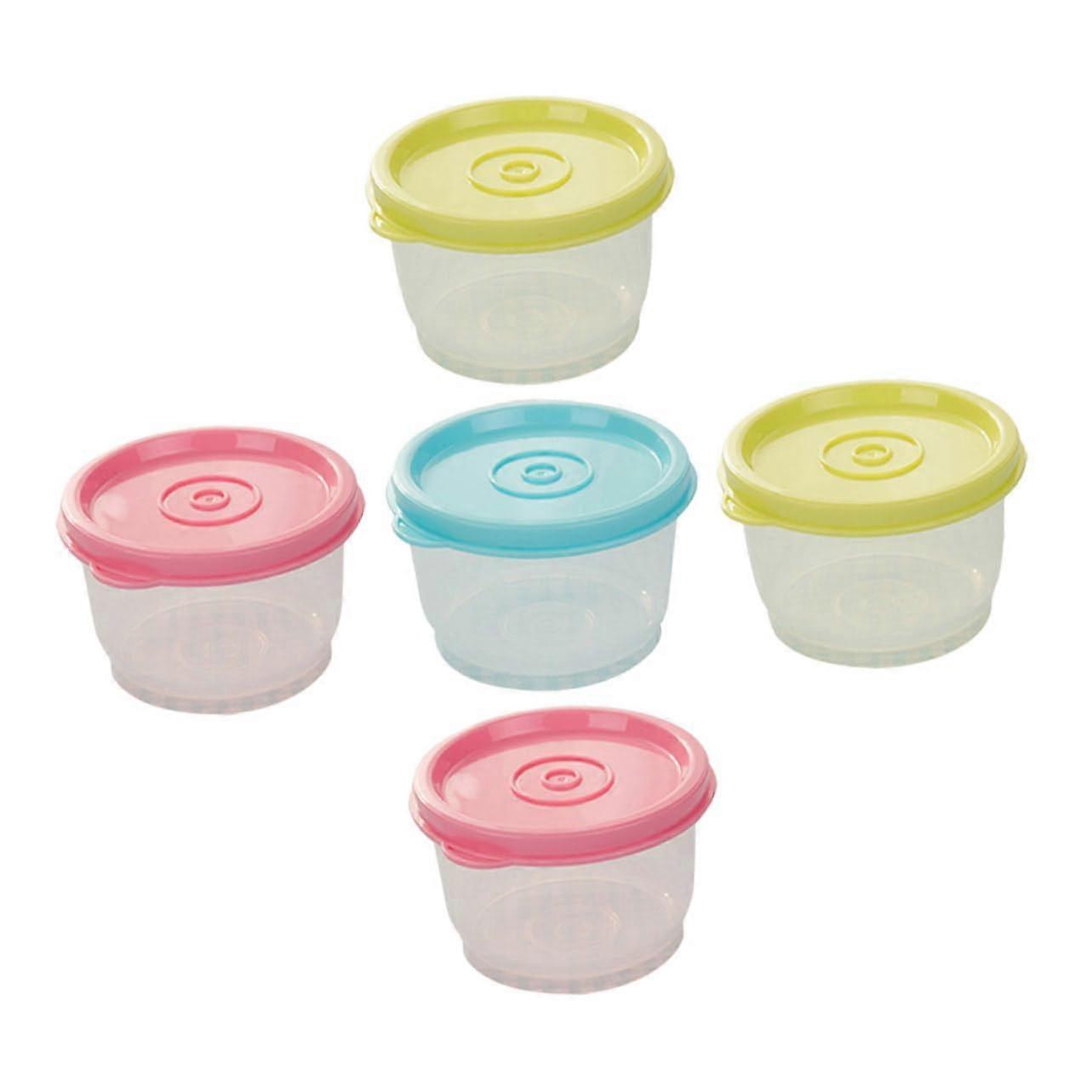 5Pcs Leakproof 160ml Food Storage Containers with Lids, Stackable Small Condiment Cups for Salad