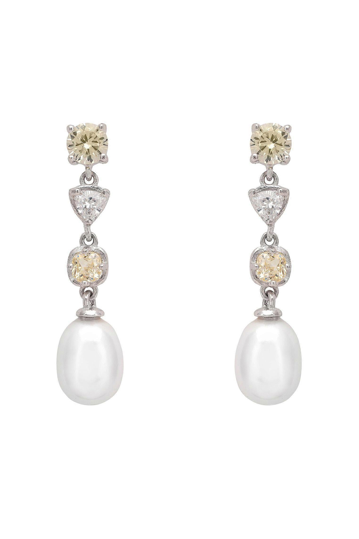 Pearl Whisper Drop Earrings Lemon Topaz Silver