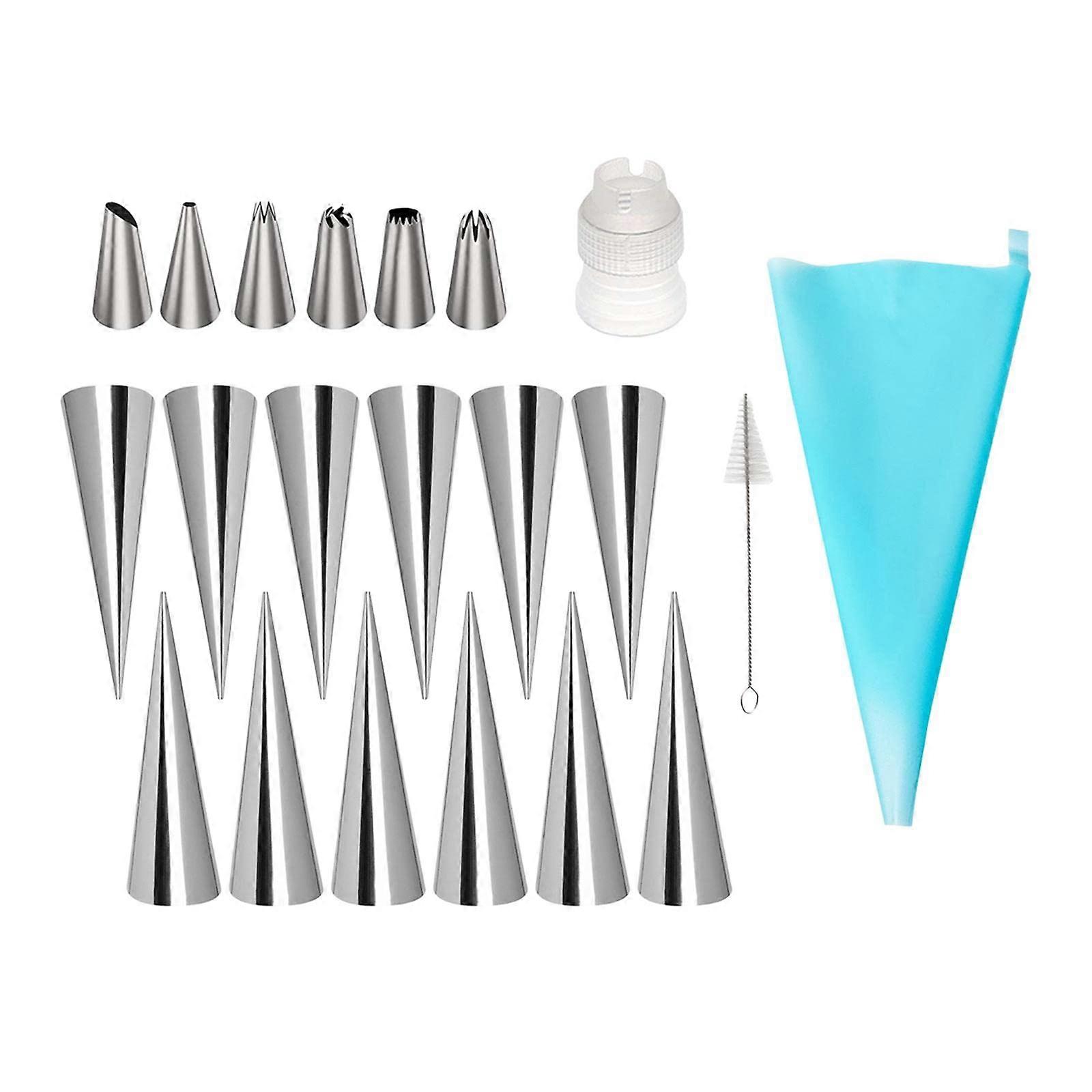 Stainless Steel Cannoli Tubes Set with Pastry Cone Molds for Professional Baking and Easy Dough Release