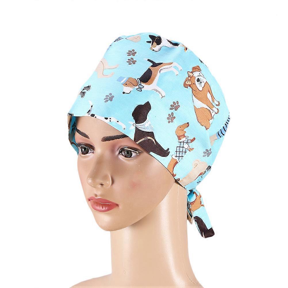 Operating Room Doctor Cap Comfortable Cotton Printed Hat for Nurses 2Pcs