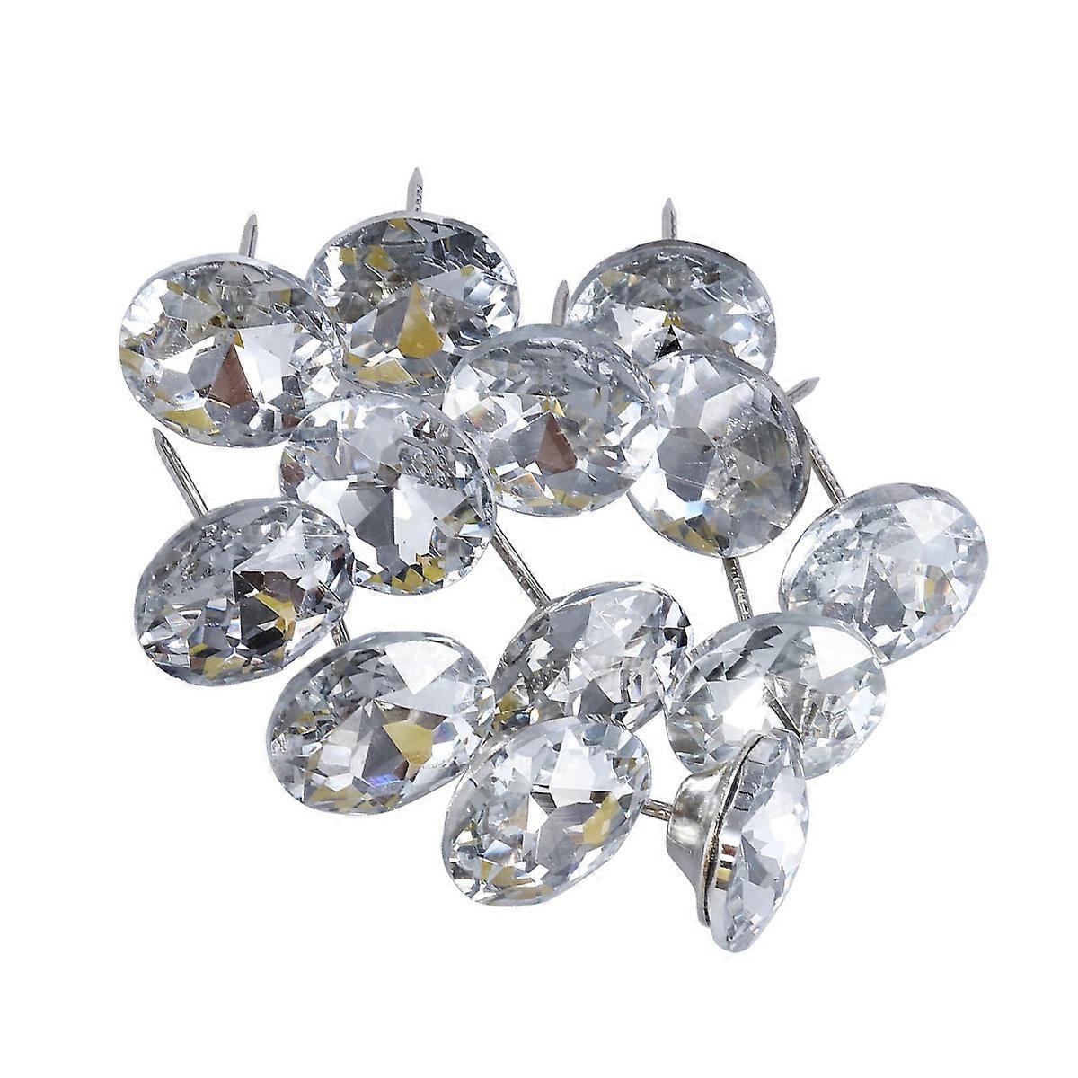 Crystal Button Round Sofa Upholstery Buttons for Decoration 30Pcs Silver