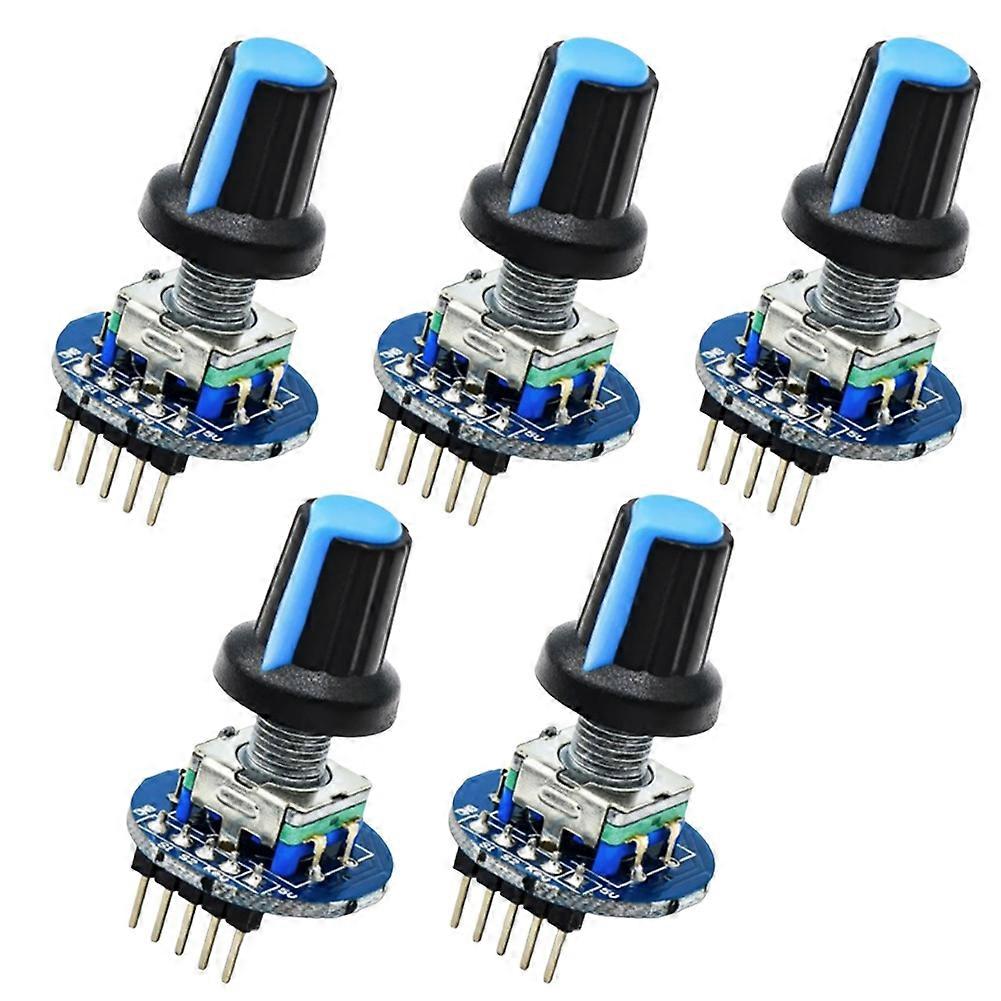 5PCS EC11 Rotary Encoder Module 5V Push Button Switch 360 Degree Rotation for Arduino DIY Projects with Knob Cap