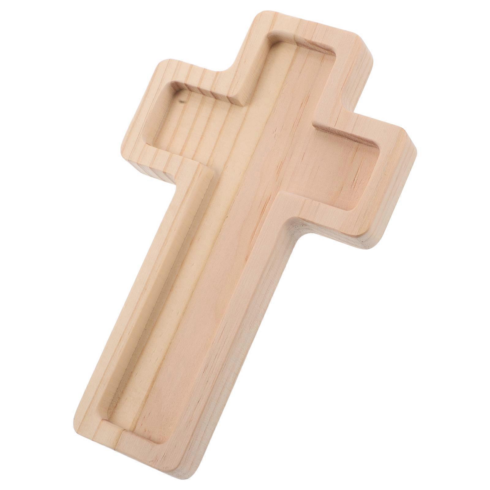 Wood Serving Platter Cross Shape for Food Storage 2Pcs Serving Tray