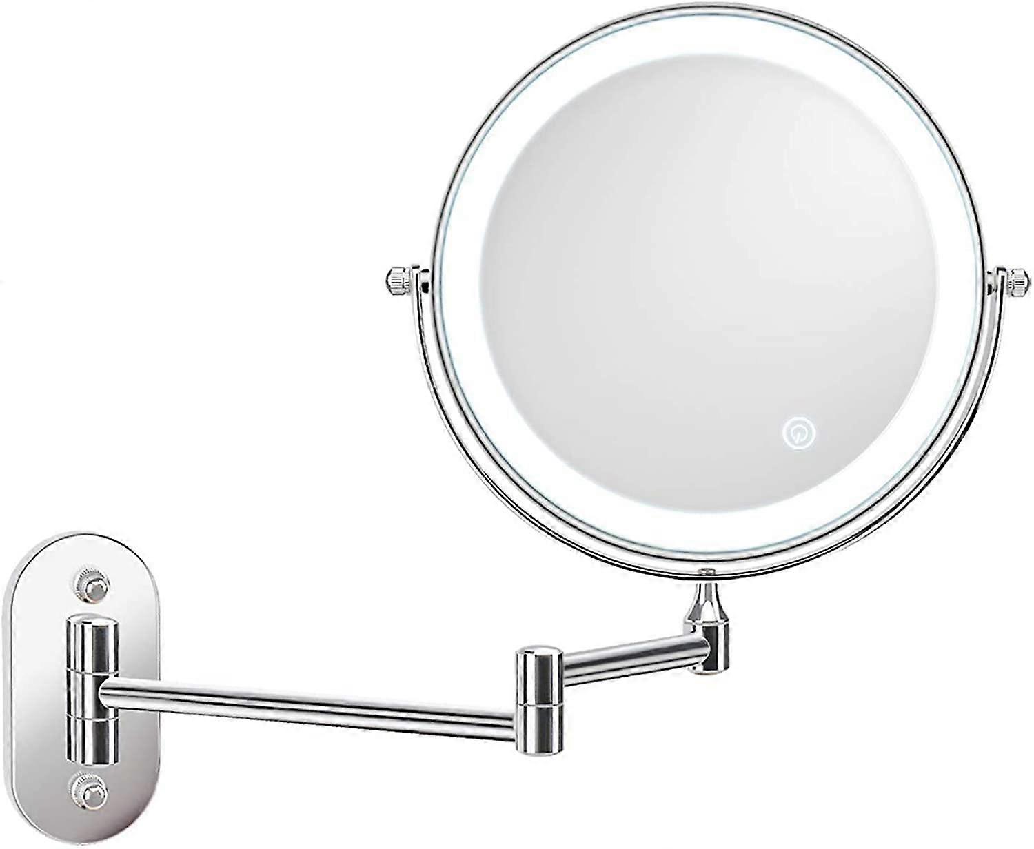 Makeup Mirror 8 Inch Wall Mounted LED Lighted DualSided 3X Magnification Foldable Vanity