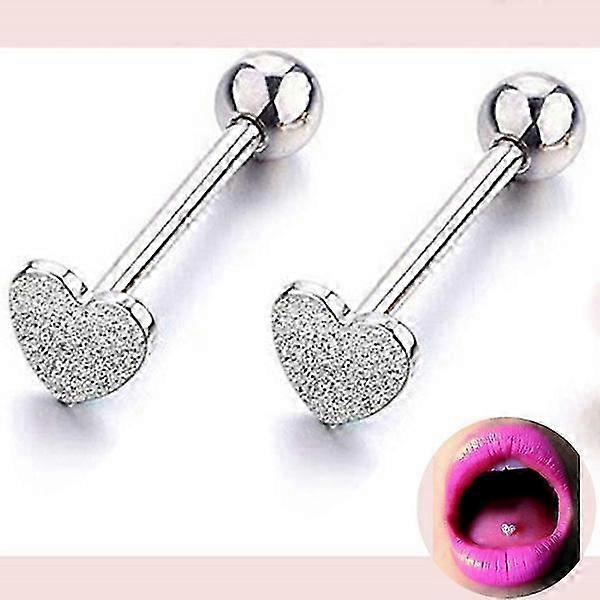 2026 Heart-Shaped Nipple Tongue Stud Piercing Stud Earrings [Silver]