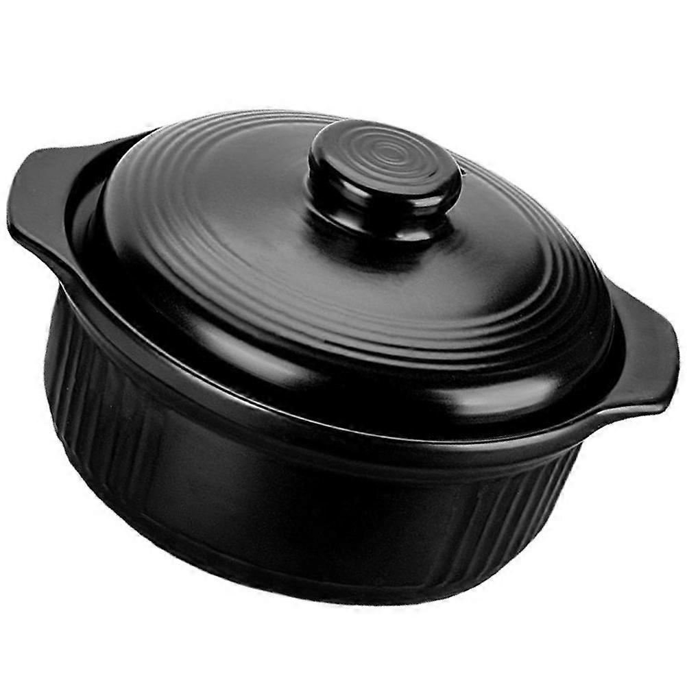 Black Ceramic Stewing Pot for Cooking Household Casserole Dish