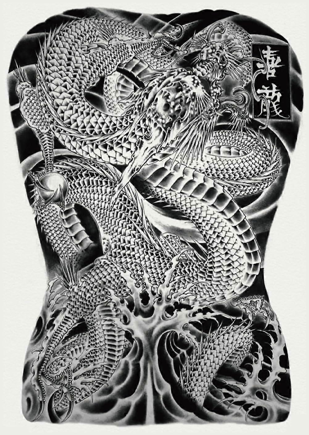 Temporary Tattoos Waterproof Full Back Coverage Dragon Design SemiPermanent Body Art Sticker
