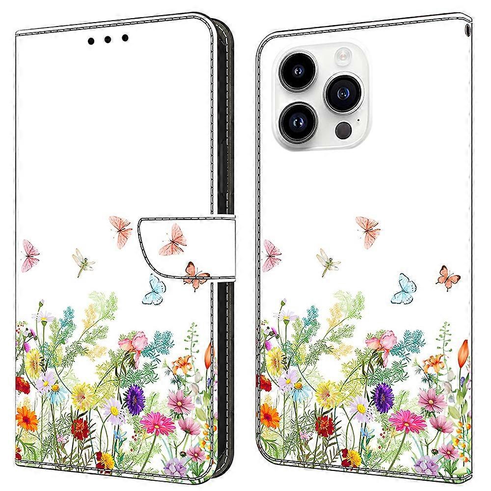 For iPhone 16 Pro Leather Case Pattern Printing Wallet Stand Flip Phone Cover