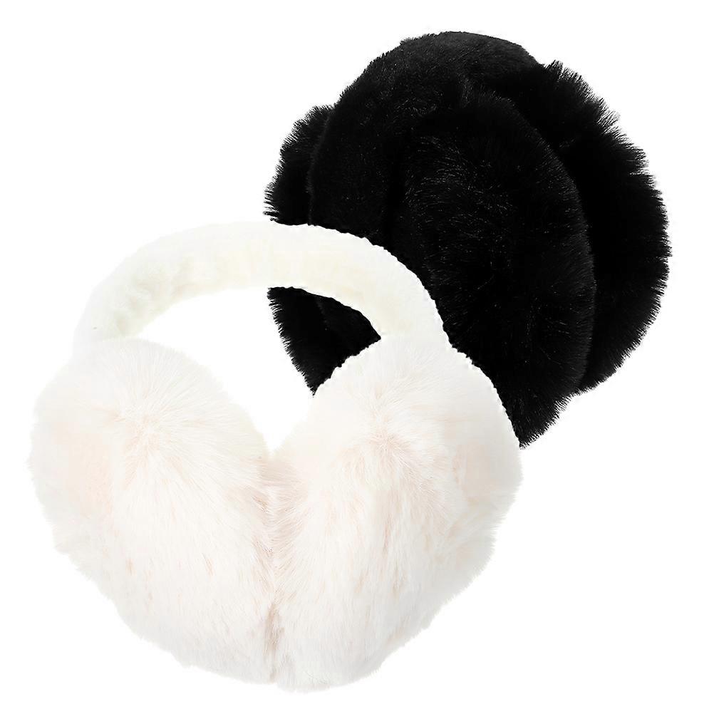 Assorted Color Plush Earmuffs Warm Ear Warmer for Winter Use 2Pcs Set