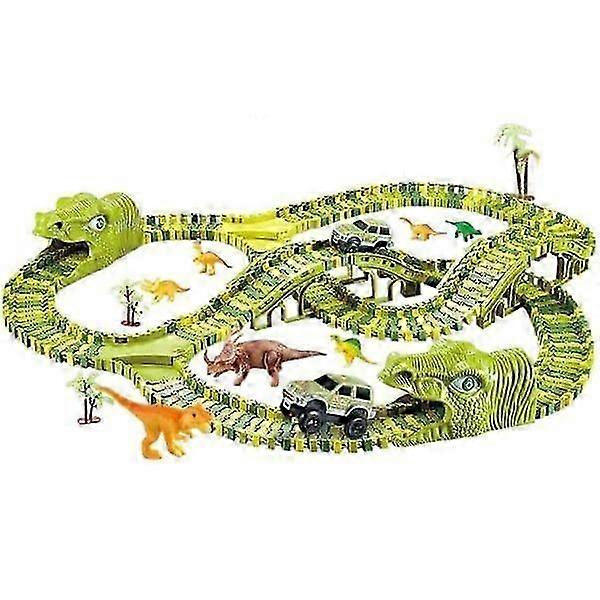 Large car track for children - Dinosaur green