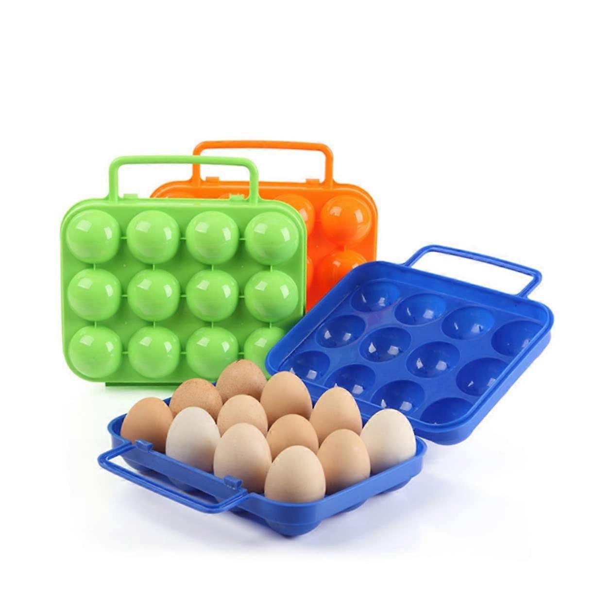 Egg Carrier with Foldable Design, Secure Lock Lid and Handle for 12 Eggs Camping Picnic Kitchen Green