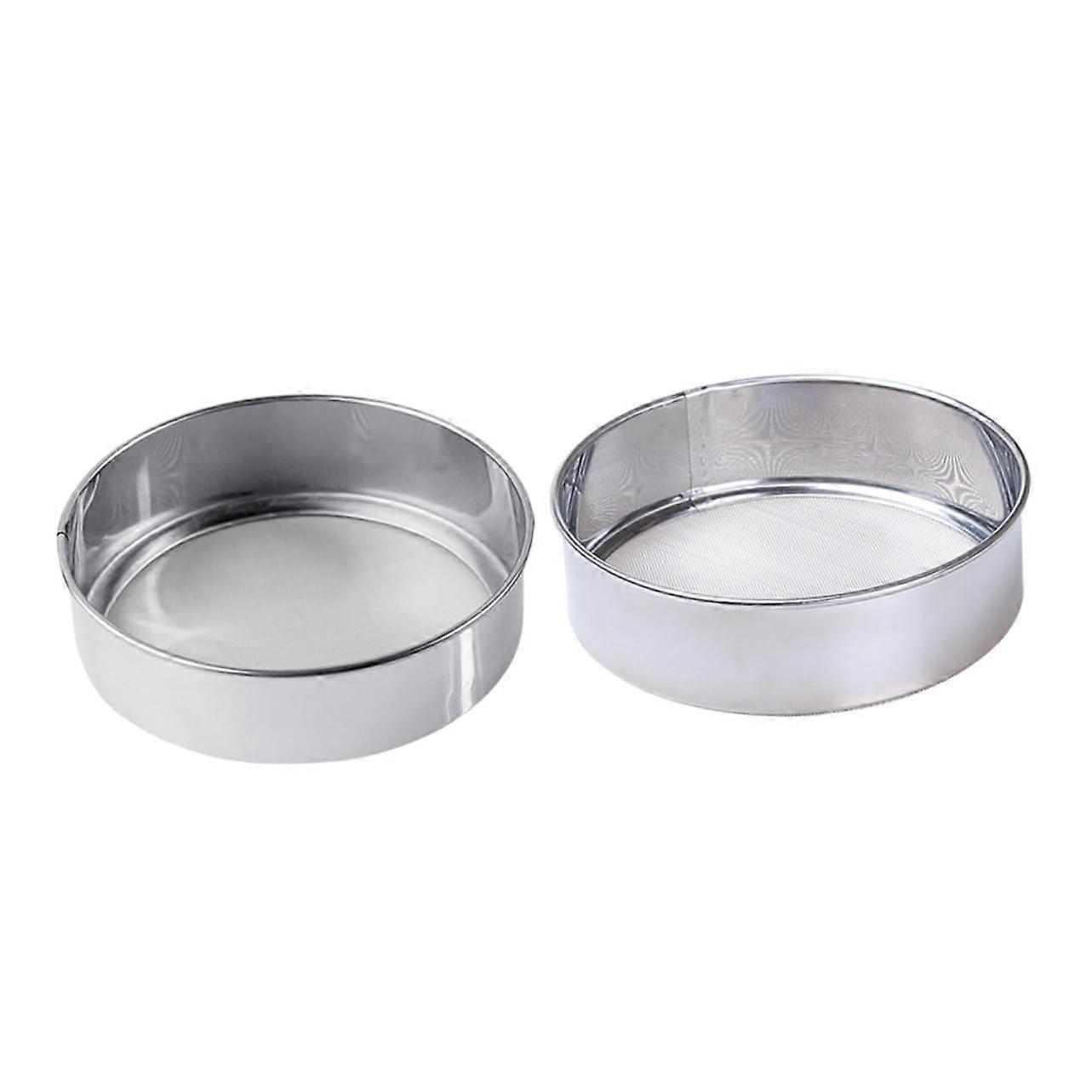 2pcs Stainless Steel Flour Sifter Set, Rust Resistant Fine Mesh Sieves for Baking Bread Pastry