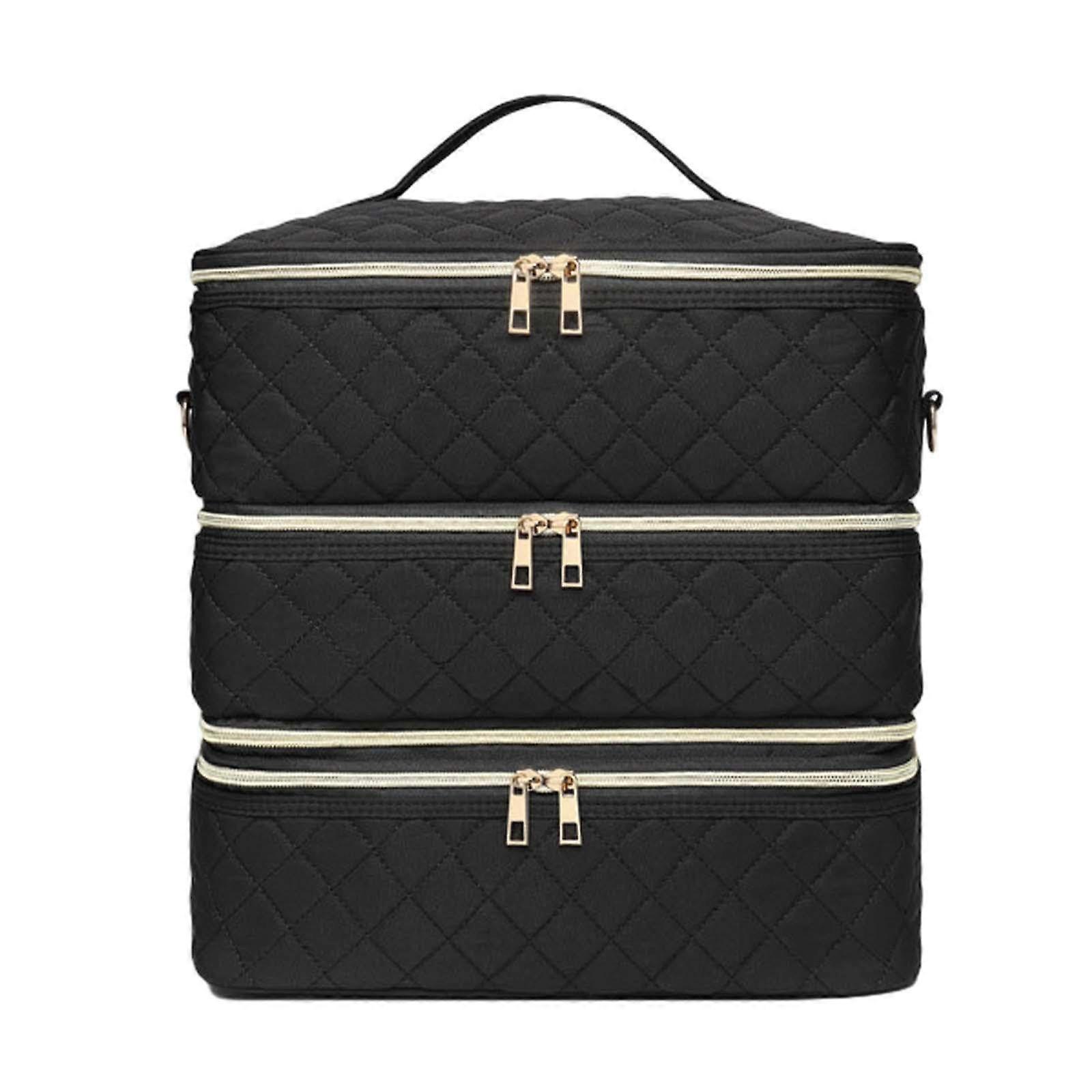 Nail Polish Storage Case Double Layer Organizer with Handle Waterproof Bag for 60 Bottles