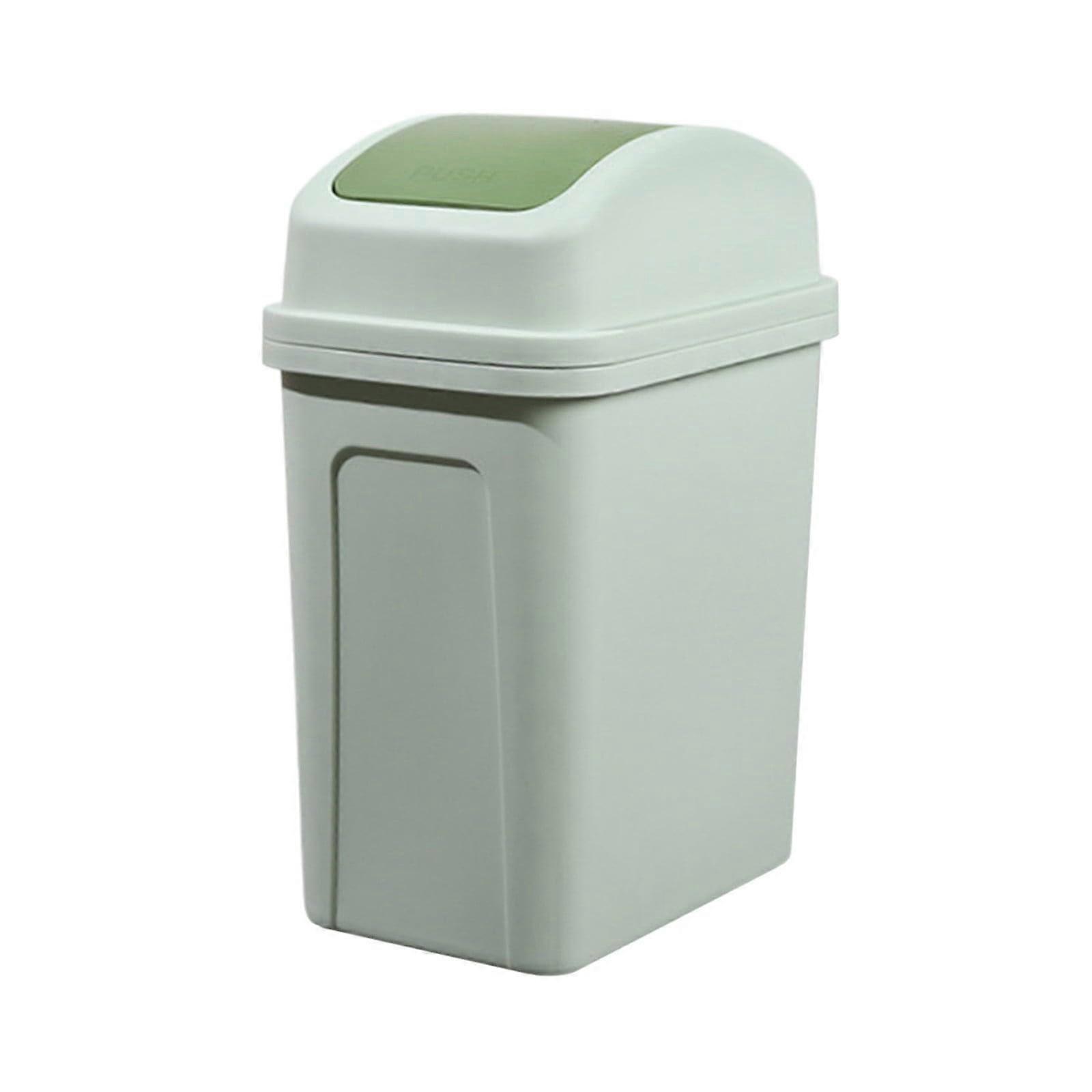 Slim 5.5 Gallon Trash Can with PetResistant Locking Lid, Green Plastic Garbage Bin for Kitchen