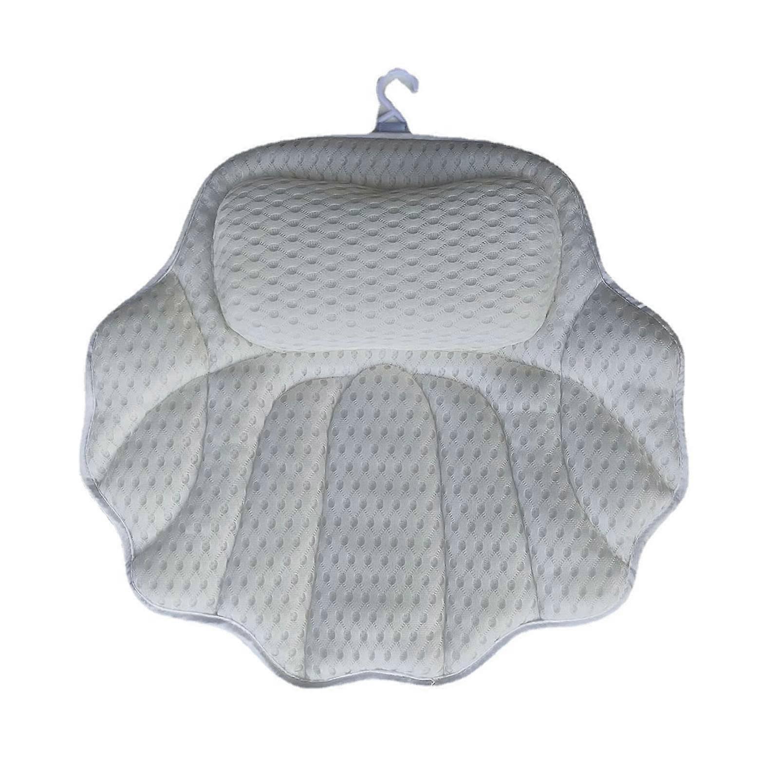 Bath Pillow with Soft Terry Cloth, NonSlip 6 Suction Cups, Foldable Spa Neck Support for Bathtub
