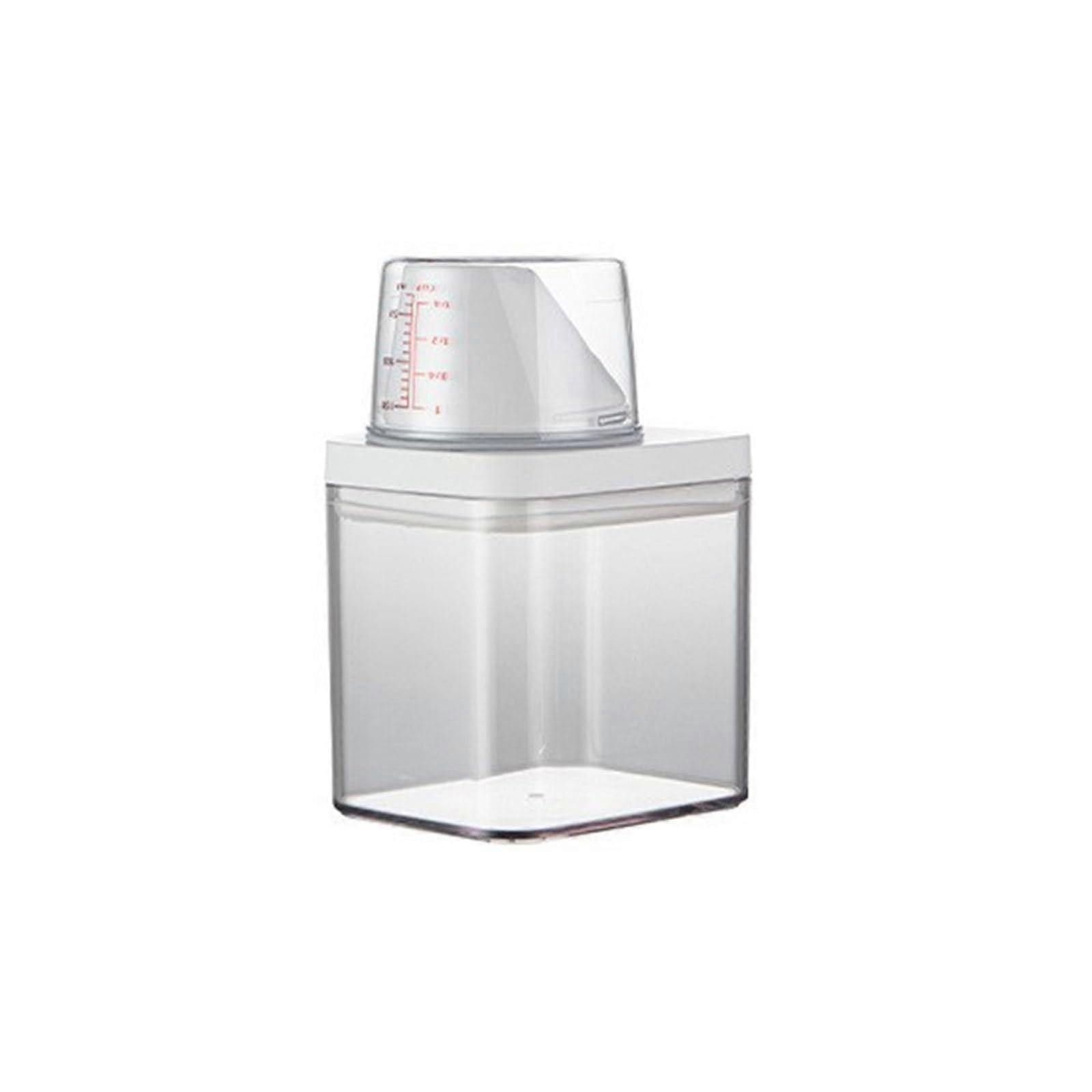 Laundry Detergent Dispenser with Measuring Cup and Moistureproof Lid for Large Capacity Storage