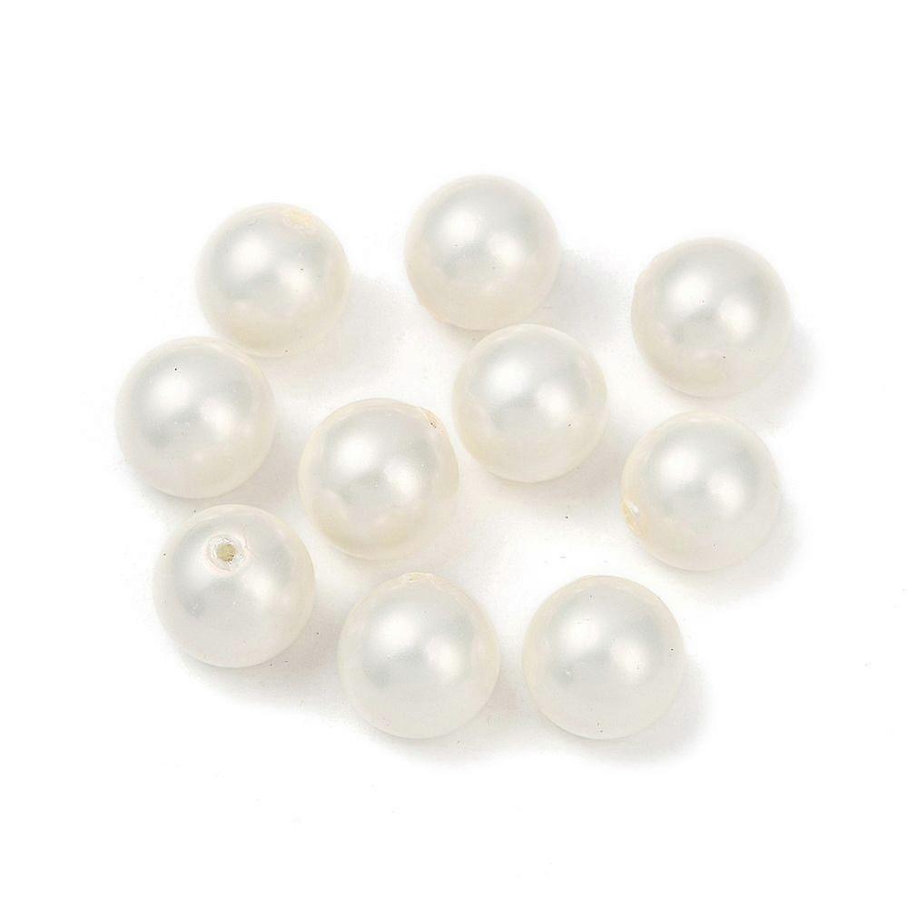 Shell Pearl Beads Round Half Drilled Seashell color 12mm Hole: 1.2mm