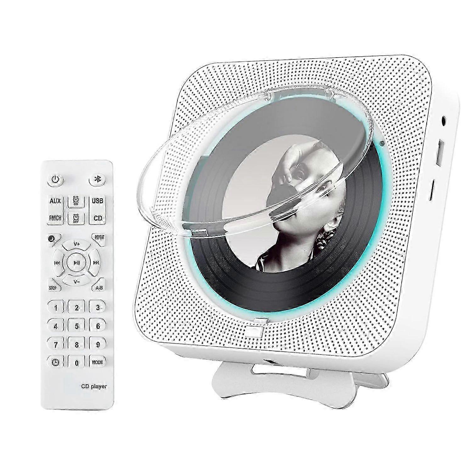 Portable Bluetooth CD Player,Wall Mount CD Player Home Audio Music Players with Remote Control,LCD Display-EU Plug