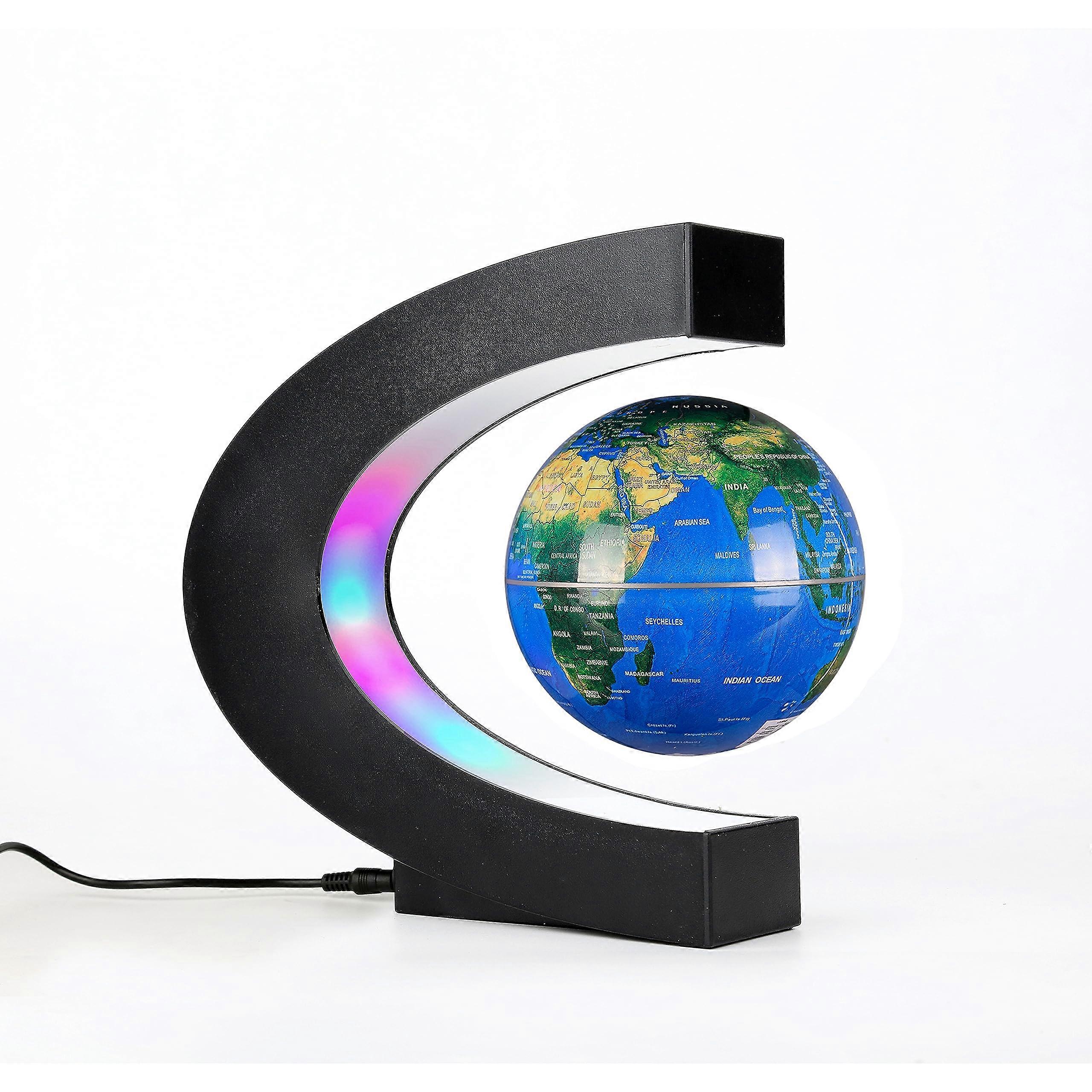 Levitating Globe with LED Light, Magnetic Floating World Globe 360° Rotation Desk Decor Gift Blue