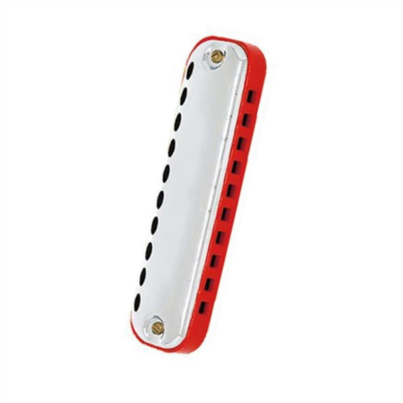 10 Hole Blues Harmonica in C Key Red with Clear Sound Durable Comb and Protective Case for Beginners