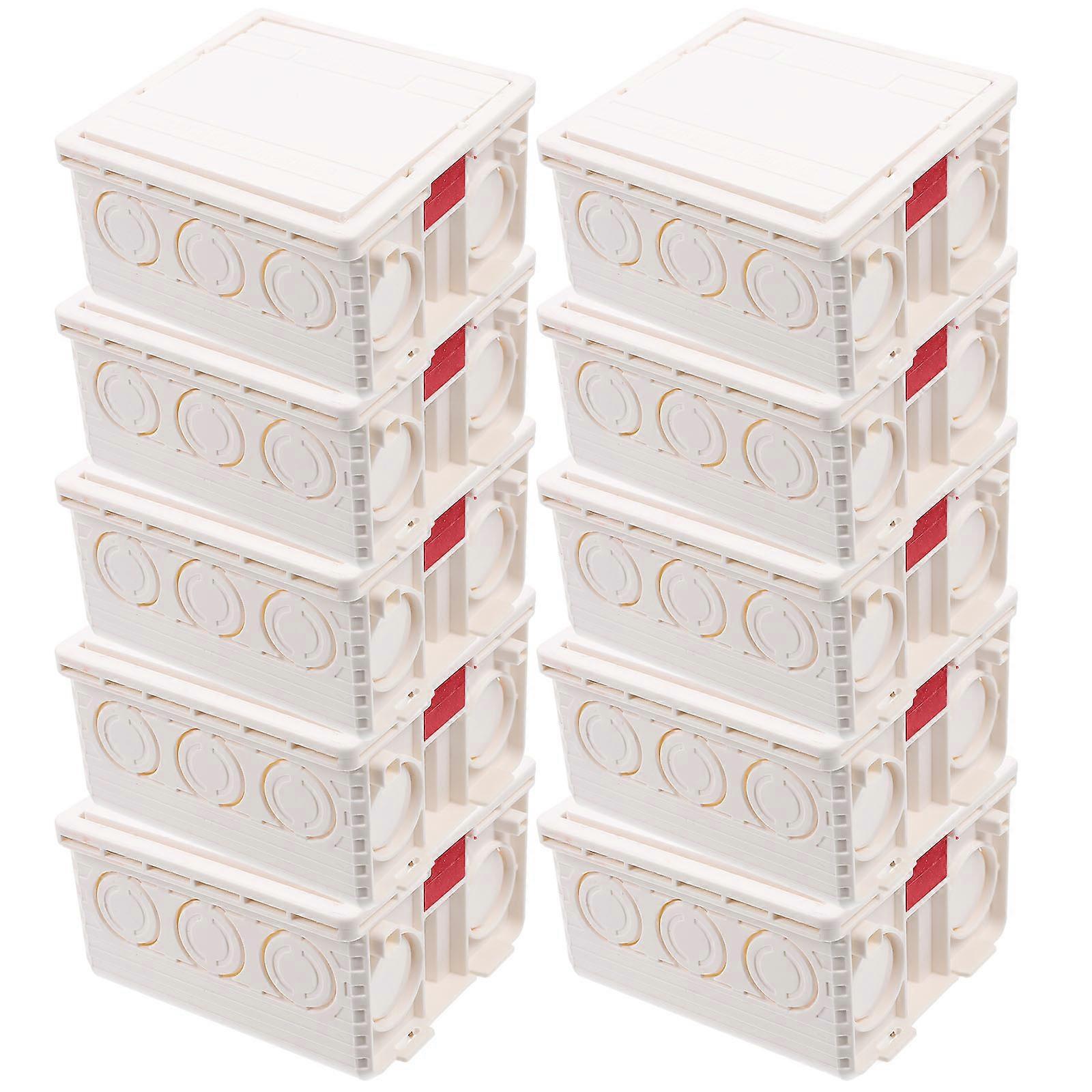 PVC Electric Mounting Box for Wall Socket Installation 10Sets White
