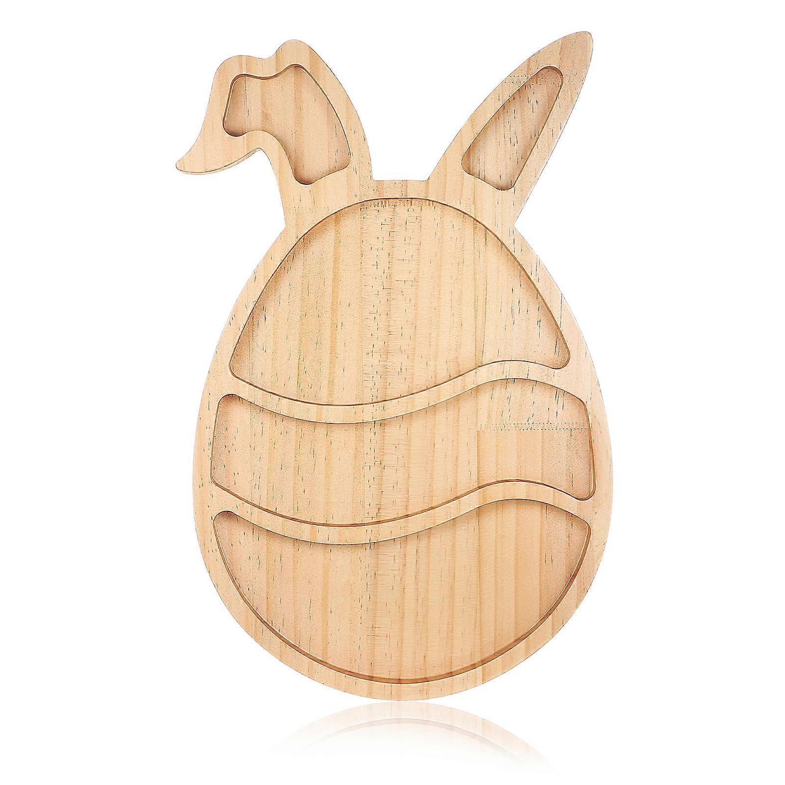 Khaki Easter Bunny Wooden Tray for Serving Appetizers 1 Piece