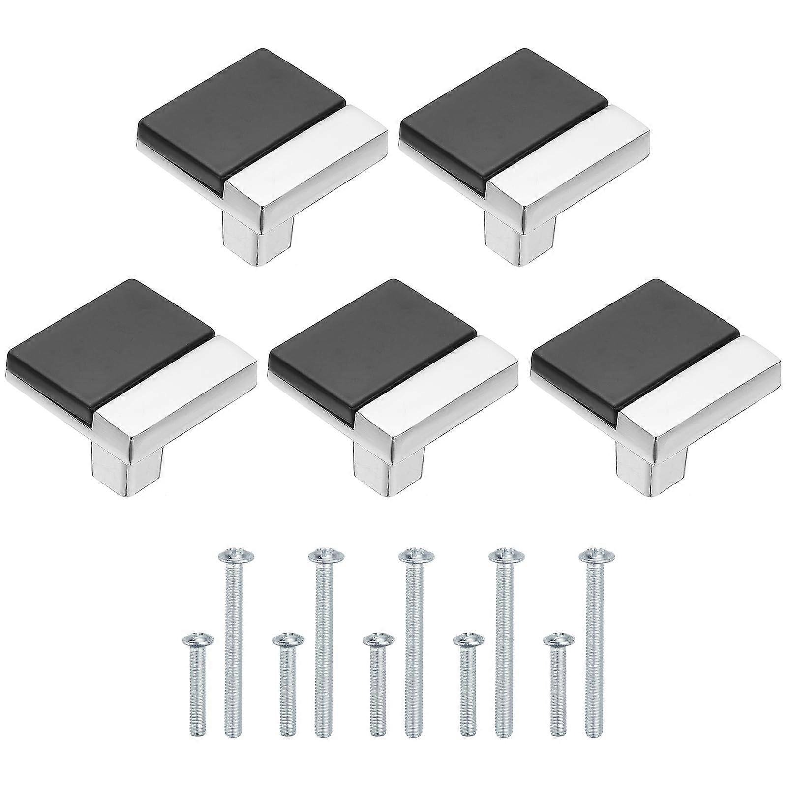 5 Pack Black Cabinet Knobs and Zinc Alloy Drawer Pulls, Waterproof RustProof Wardrobe Handles