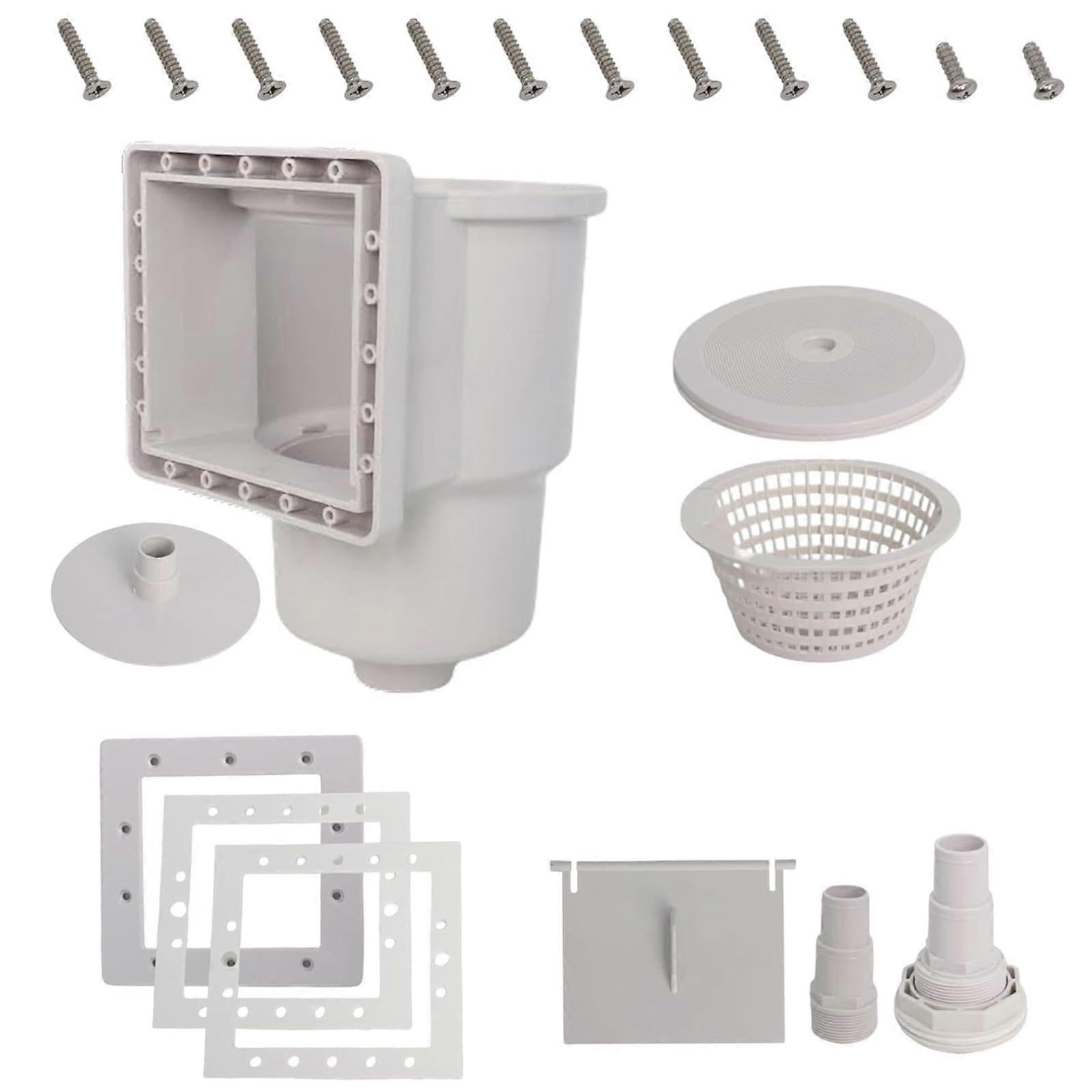 Pool Skimmer Accessory Set for Ground Pools, Durable ABS Part, Easy Install, Quick Debris Removal