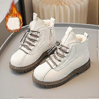 Bottes hautes pour filles de 7 à 8 ans, bottes de sport en PU marron et blanc, tige large, semelle épaisse, confortables pour l'extérieur, adaptées aux enfants