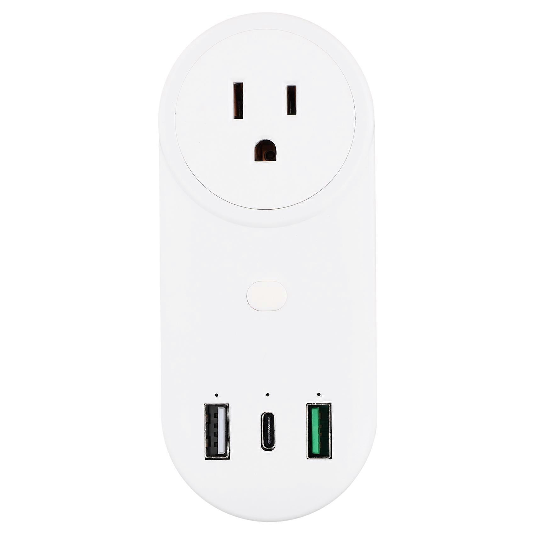 Smart Socket WiFi Plug 16A 2Hole USB+TypeC Outlets 65W Remote Control Compatible Alexa US Plug