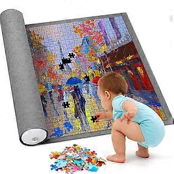 Puzzle Mat Roll Up for 1500 Pieces, Jigsaw Puzzle Storage Mat with Travel Bag and Dust Protection, Gray
