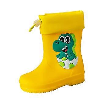 Waterdichte, gevoerde regenlaarzen voor kinderen, halfhoge regenlaarzen met trekkoord, antislip regenlaarzen met cartoonprint, lichtgewicht model.