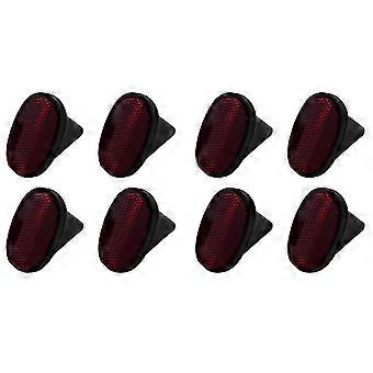8 Pcs Bicycle Rear Tail Fender Reflector Mudguard Oval Warnning Red Black