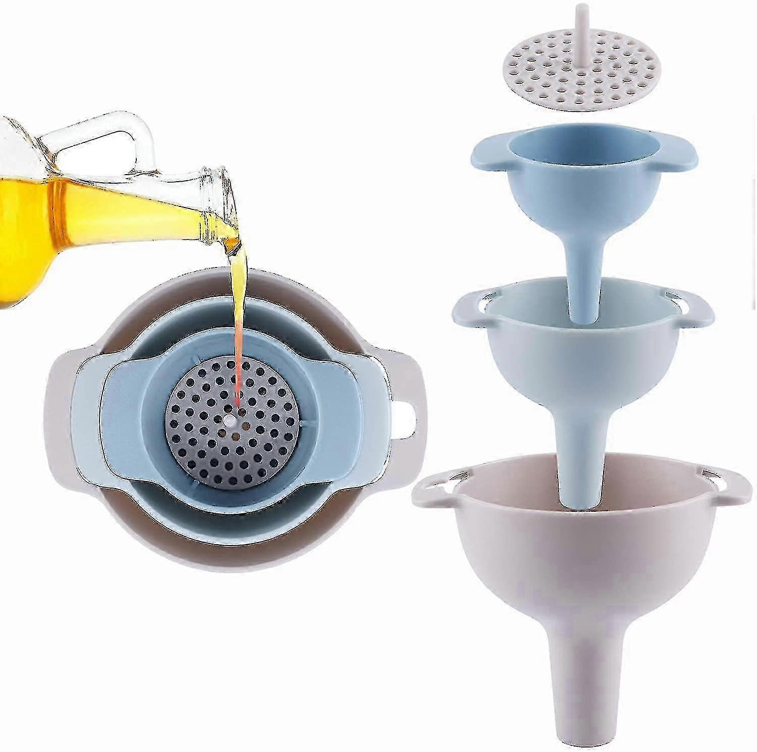 1 Set Funnels For Kitchen Use,funnels For Bottles Funnel With Strainer