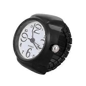 Finger Watch Ring Stylish Timekeeping Accessory Unisex Circular Black 2.5x2.5cm 1Pack