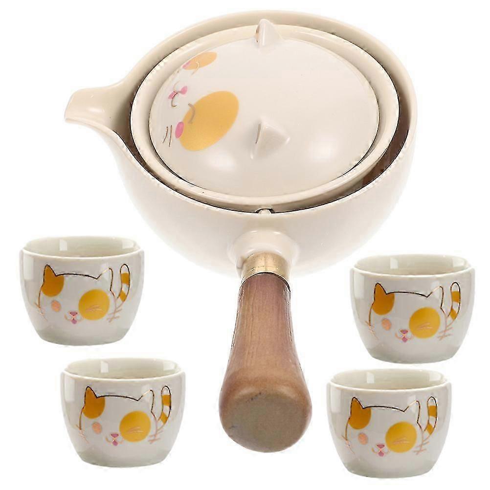 White Automatic Tea Pot Ceramic Set for Home 1Set