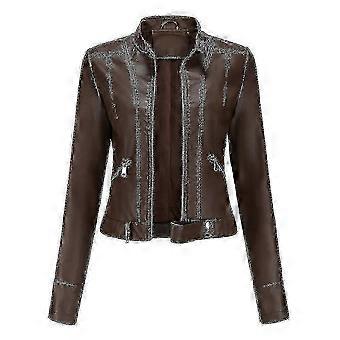 Zipper Closure Casual Leather Jacket - Regularfit for Women's Wardrobe Essential