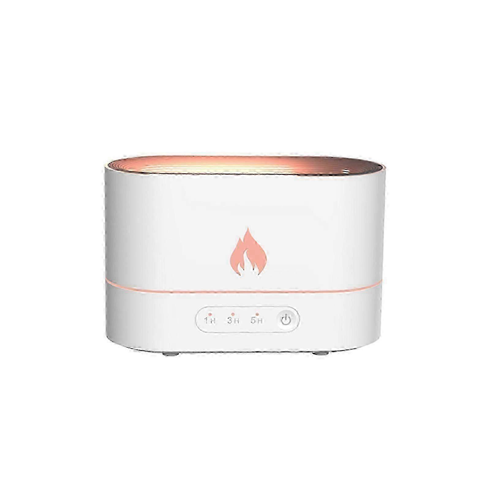 Flame Diffuser Humidifier-Auto Off 250ml Essential Oil Diffuser- with Fire Flame Effect for Home--White