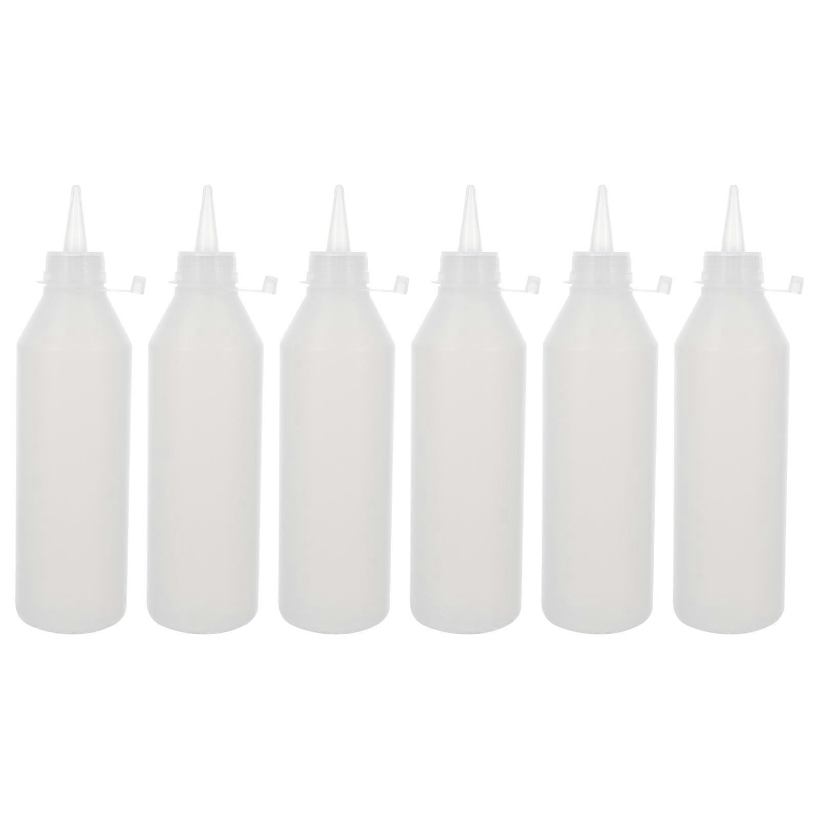 6Pcs 500ML White Tip Glue Bottles Plastic Precision Tip Applicator Bottles