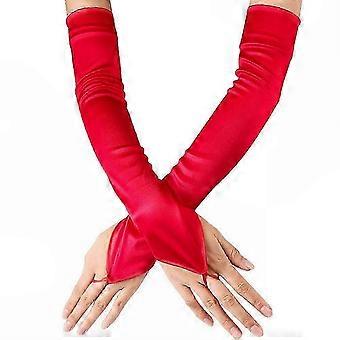 Guantes largos rojos sin dedos para mujer, ideales para fiestas nocturnas y eventos escénicos. Mangas para brazos, accesorio para discotecas y despedidas de soltera. Novedad S07.