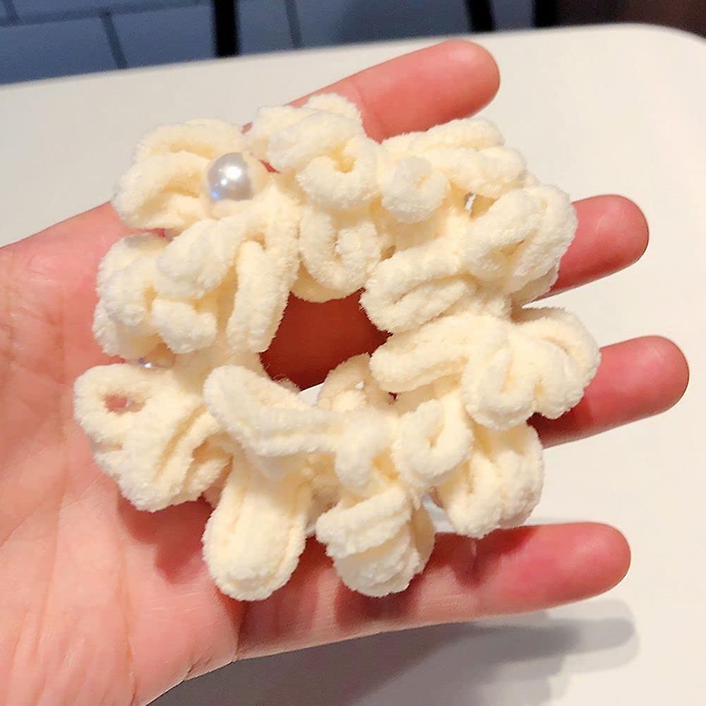 لطيف واسع هدية حلوة عصابات الشعر الشعر العلاقات اللؤلؤ الأمعاء الإناث المرأة الشعر حلقة ذيل الحصان حامل منشفة ممسحة Scrunchies النمط الكوري حبل الشعر (البيج)