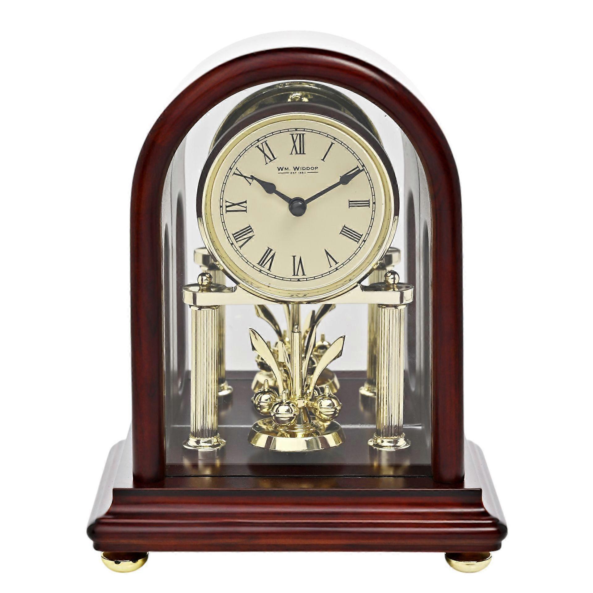 Wm. Widdop Dark Walnut Finish with Rotating Pendulum Mantel Clock