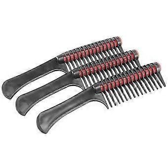 Ontwarrende rolkammen, 3 stuks, anti-klitontwerp, zwart-rood, 23 x 5,5 cm, voor het aanbrengen van haarcosmetica