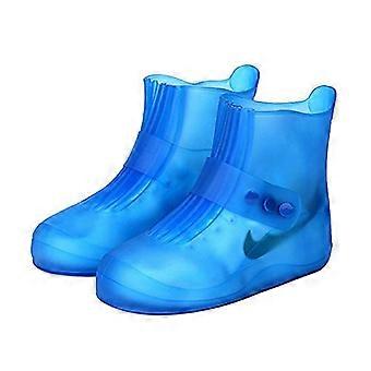Waterproof Non Slip PVC Shoe Covers with Thickened Sole, Durable One Piece Design, Blue Size 44‑45