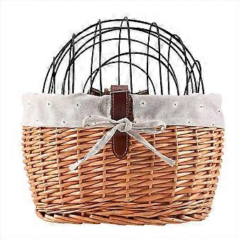 Cat Dog Bicycle Front Handlebar Basket Pets Seat Handwoven Wicker Road Bike Basket Pet Cat