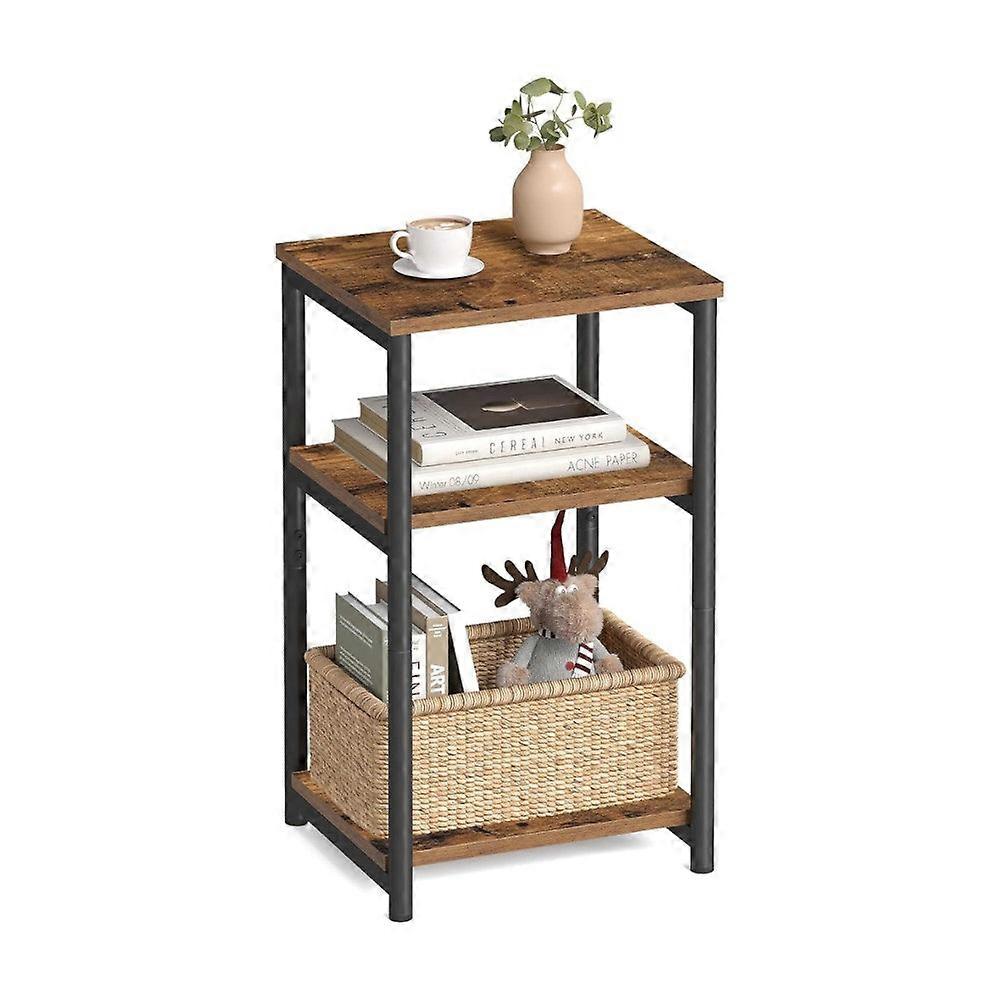 3 Tier side table with storage shelf narrow end table