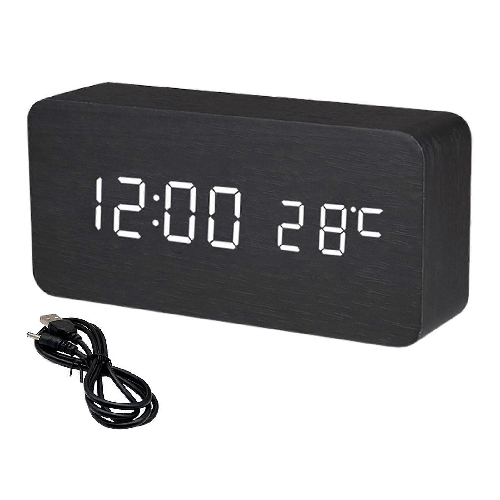 Durable Wood Clock with LED and Snooze Function