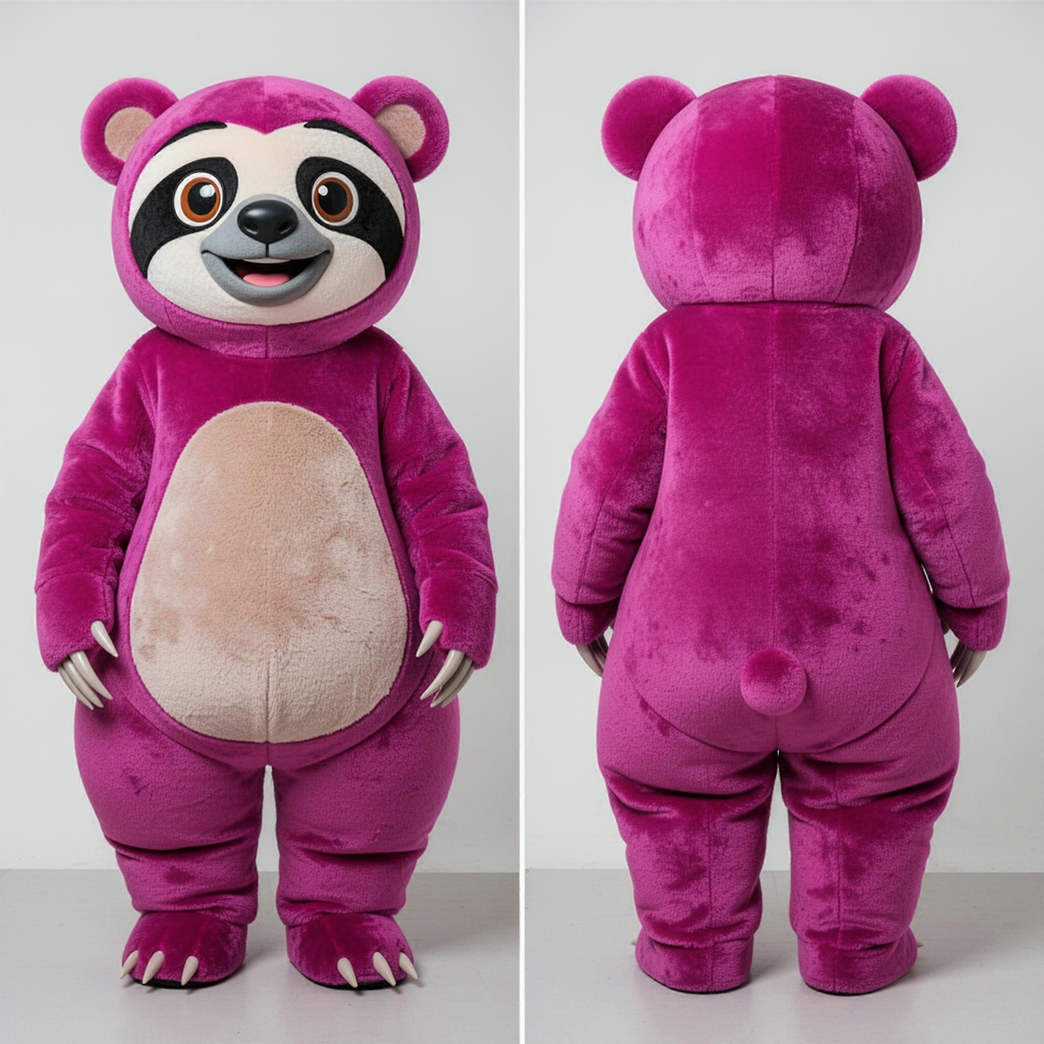 MASTICOT Magenta Plush Sloth Bear Mascot